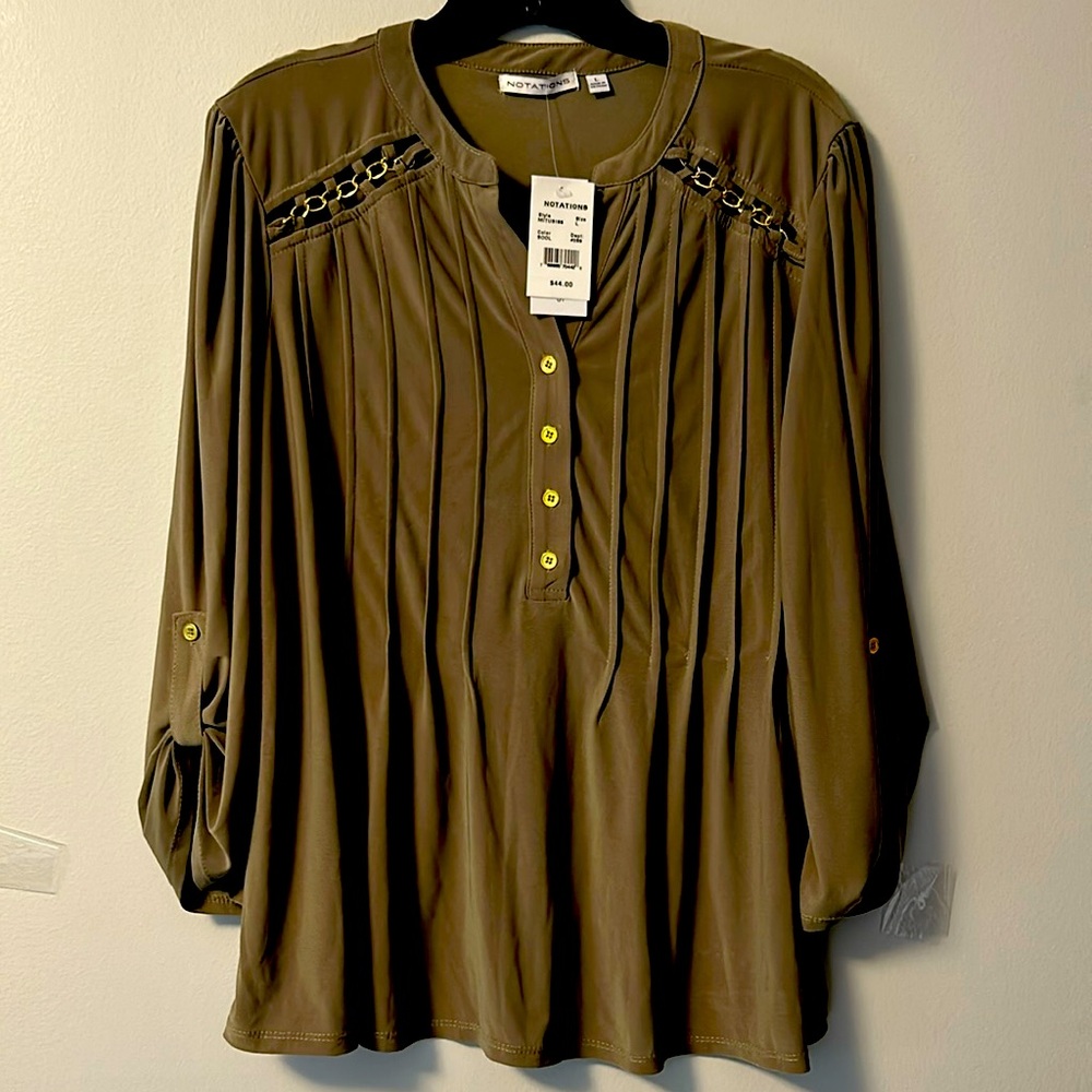 Women’s large dress shirt - Notations - NWT - light silky material